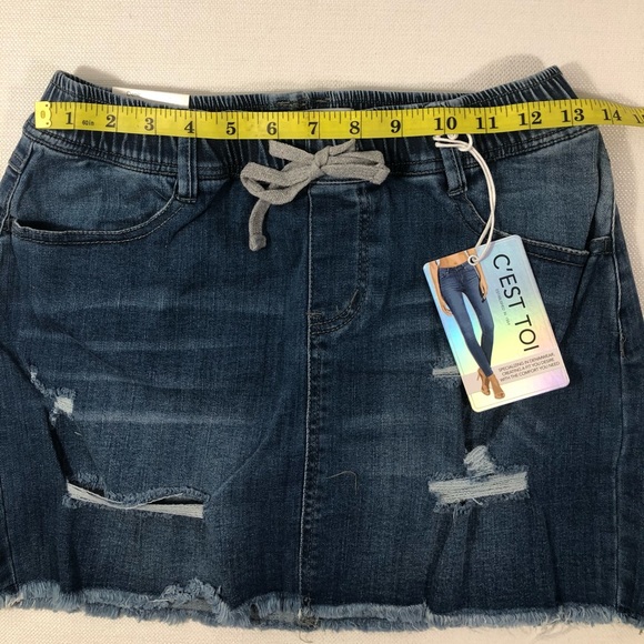 C'est Toi Mini blue jean denim skirt Medium M - Picture 3 of 11